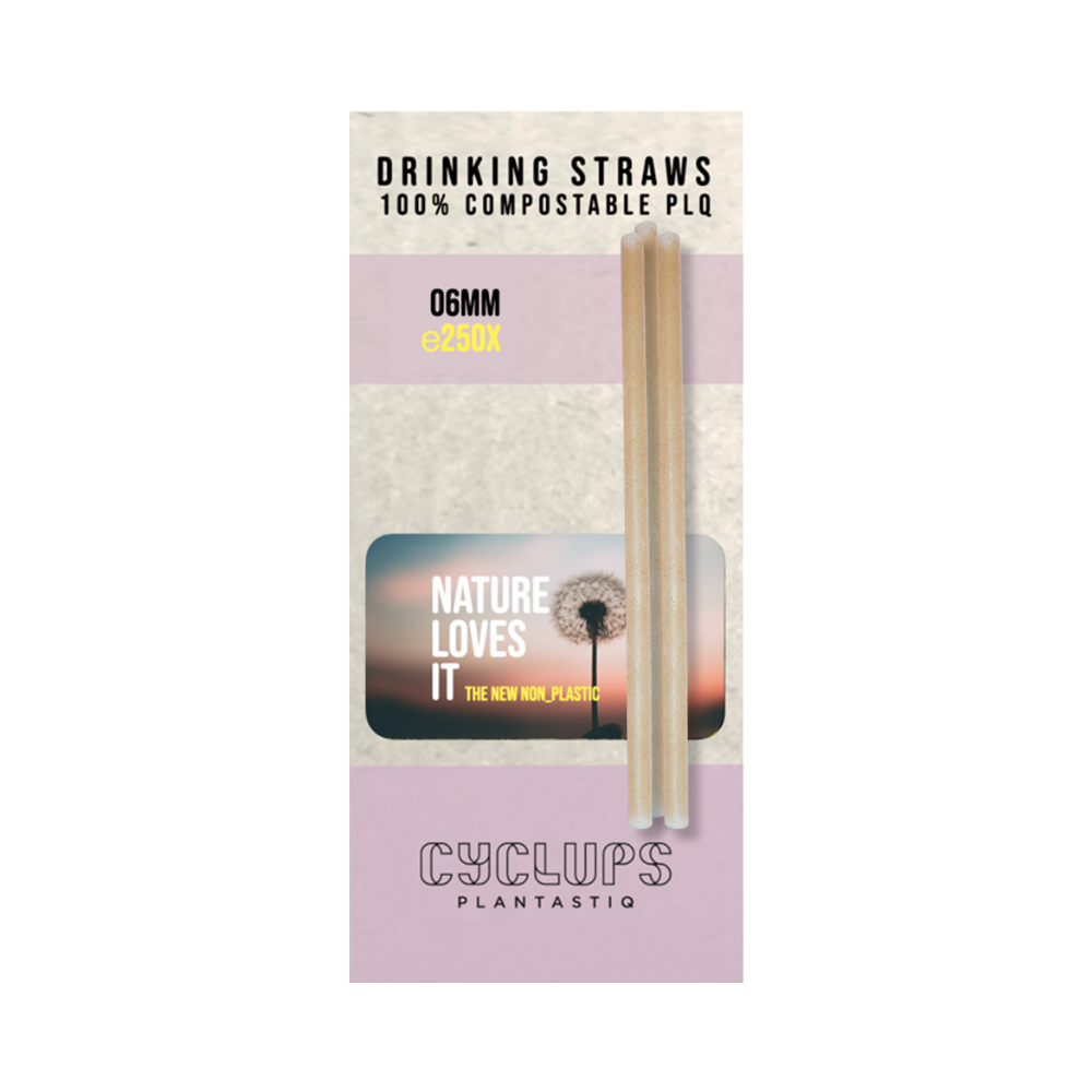 NATURAL GOLD PLQ DRINKING STRAWS 06 MM 250PCS