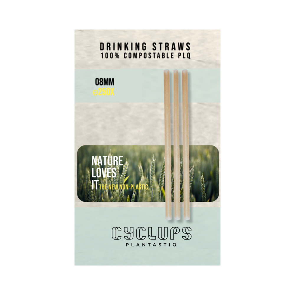 NATURAL GOLD PLQ DRINKING STRAWS 08 MM 250PCS
