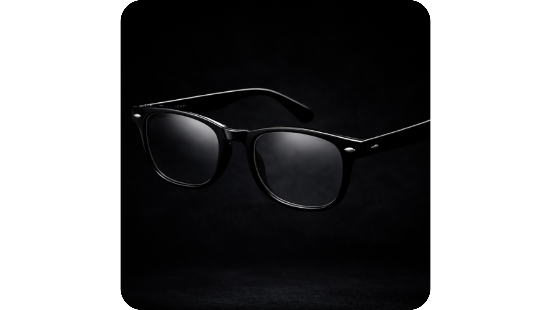 Black sunglasses on a black background